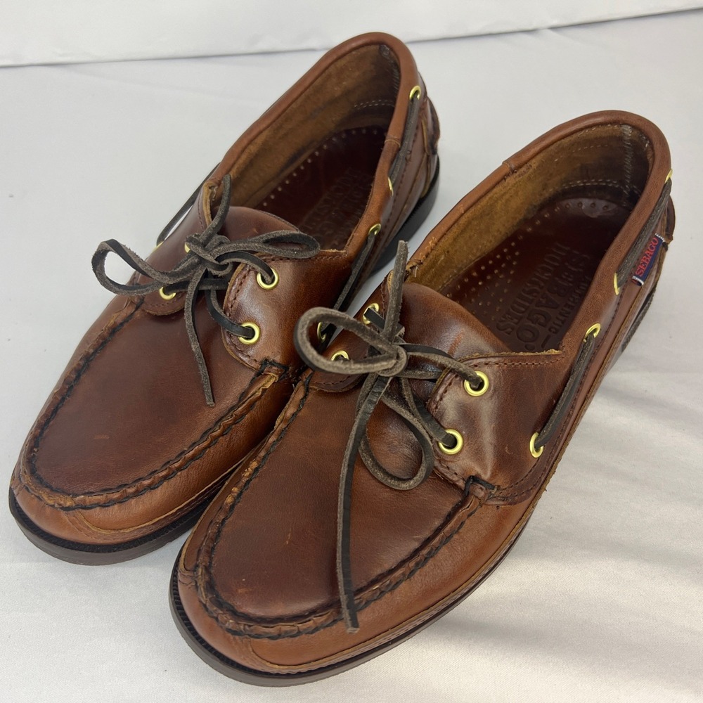 Sebago Schooner Docksides Men's Leather Boat Shoes 7.5 M Brown 75943